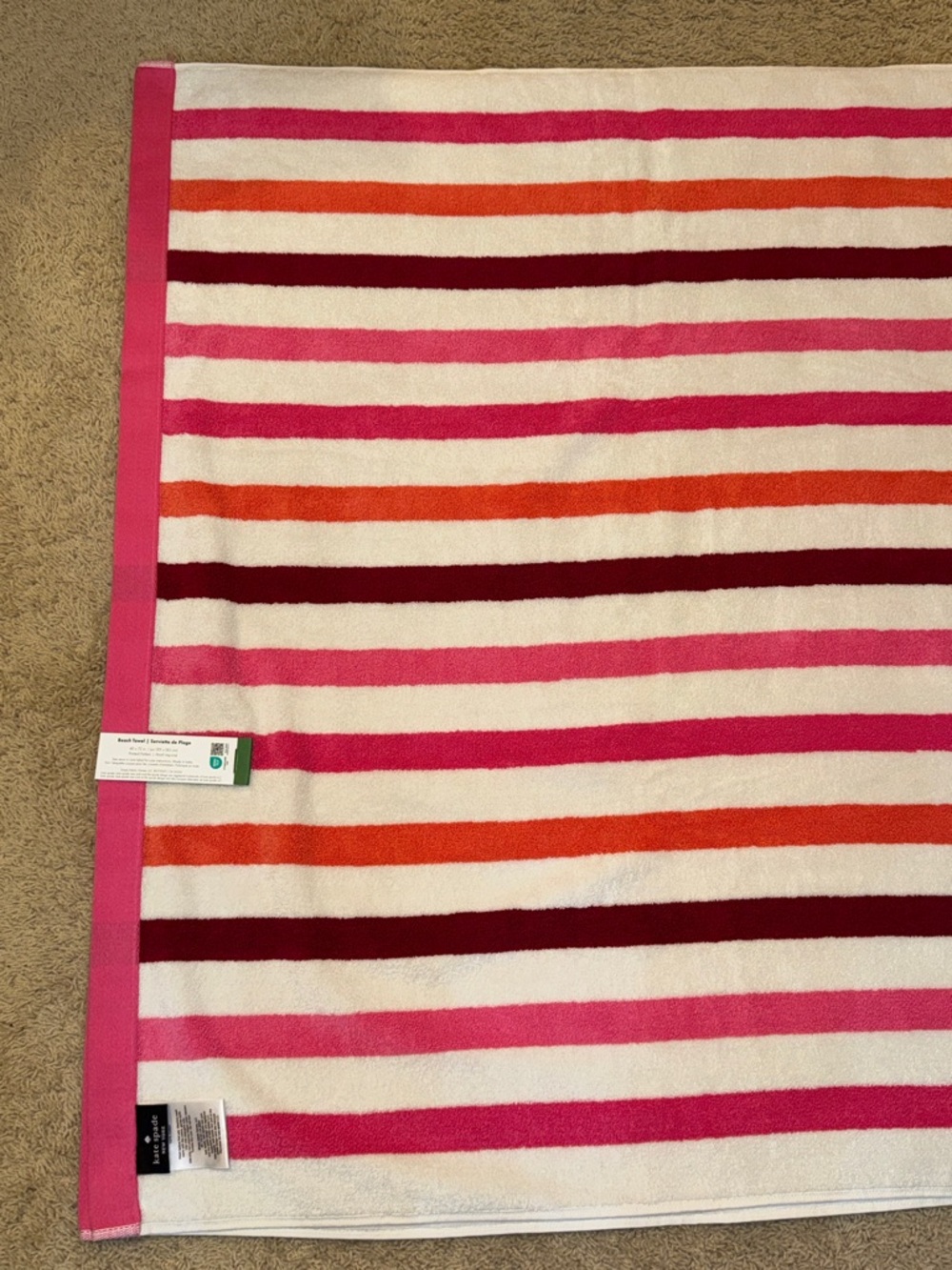 kate spade Pink and White Striped Beach Towel - Picture 9 of 13